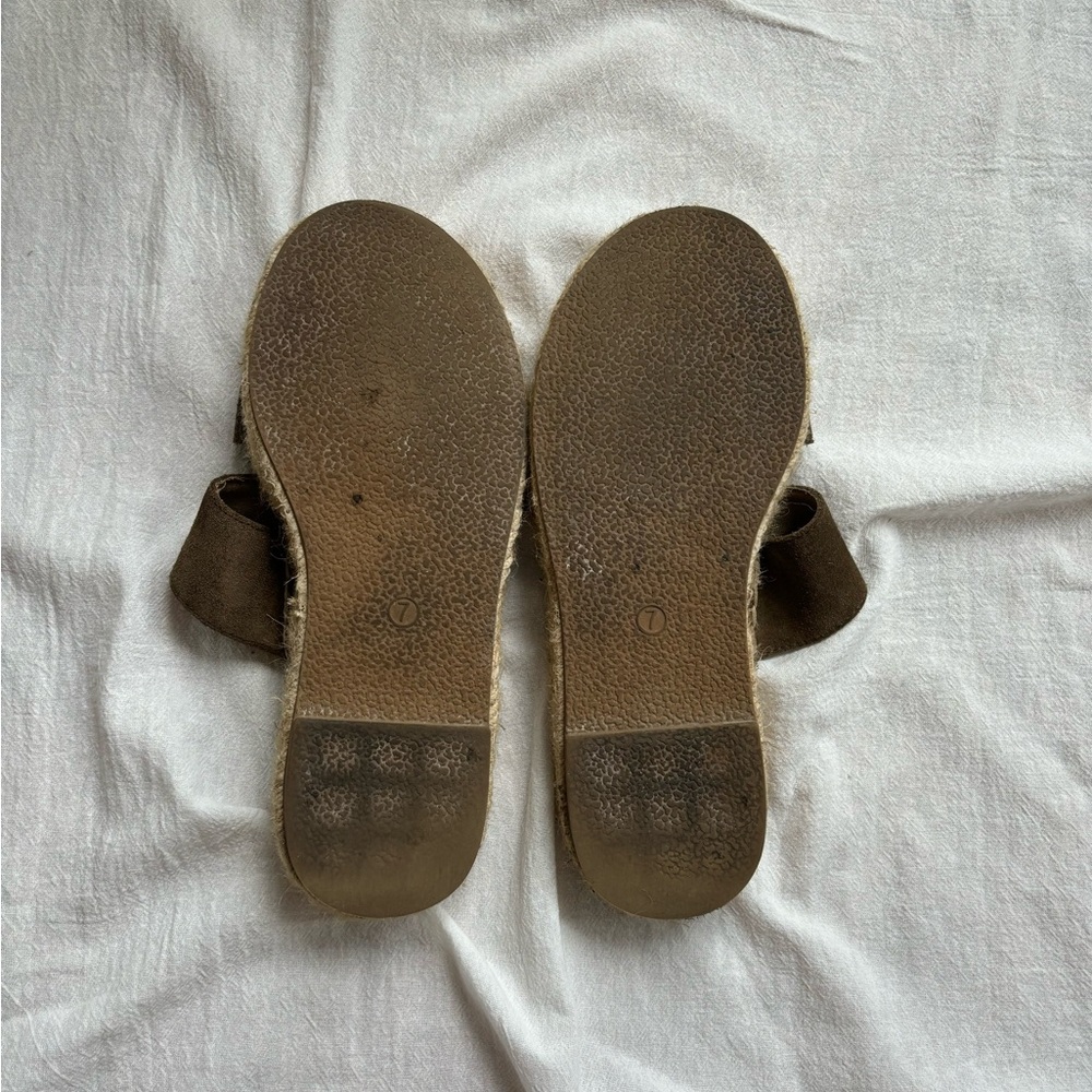 UO Urban Outfitters Chloe Espadrille Slide Jute Sole Sandal Olive Suede Size 7 - Picture 6 of 8